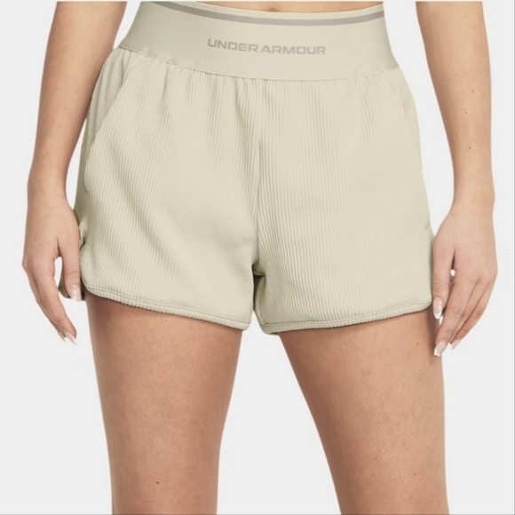 Under Armour Beige‎ High Waisted Ribbed Shorts XXL NWT - Picture 1 of 7